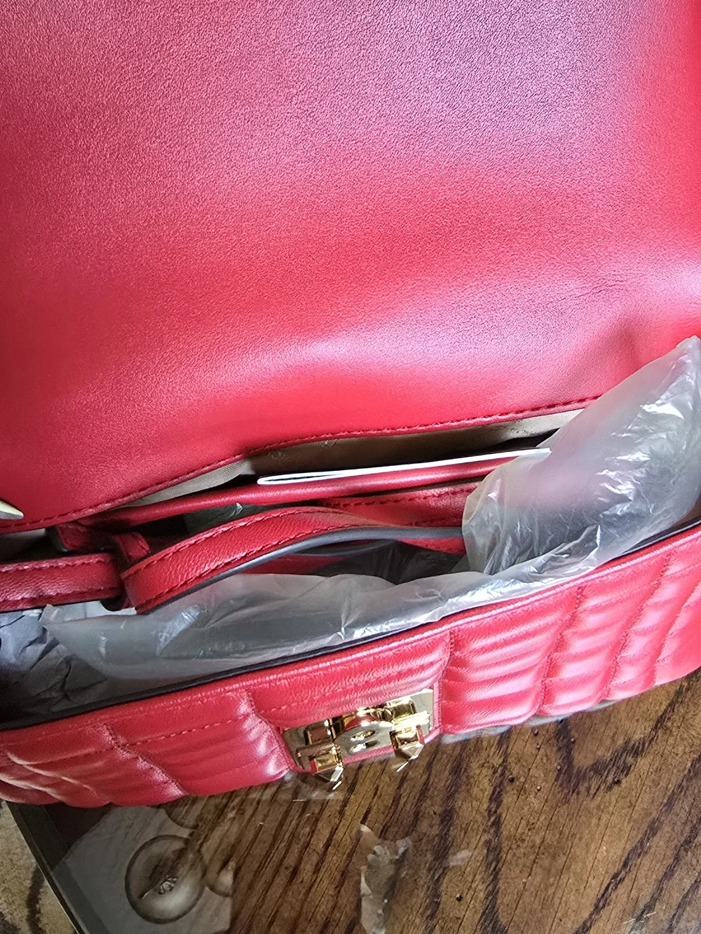 Michael Kors Red Quilted Leather Top-Handle Bag